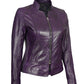 Amy Womens Vintage Purple Leather Biker Jacket