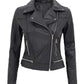Asti Black Leather Ladies Biker Jacket