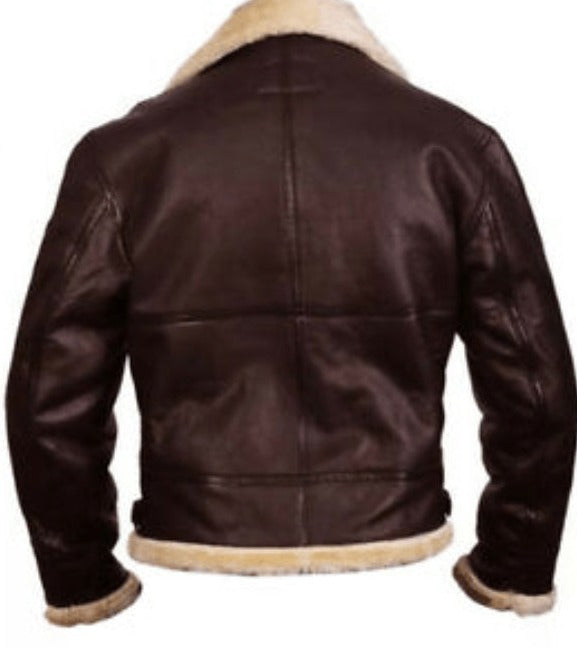 Aviator Fur Collar Brown Leather Jacket