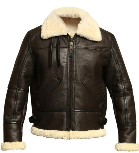 B3 Bomber Aviator Sheepskin Genuine Shearling Leather Jacket