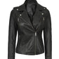 Bagheria Black Womens Leather Jacket With Hood