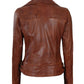 Bari Cognac Asymmetrical Leather Motorcycle Jacket Womens