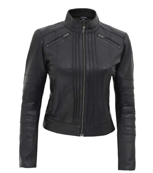 Bergamo Womens Black Cafe Leather Jacket