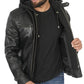 Blount Black Hooded Leather Jacket Mens