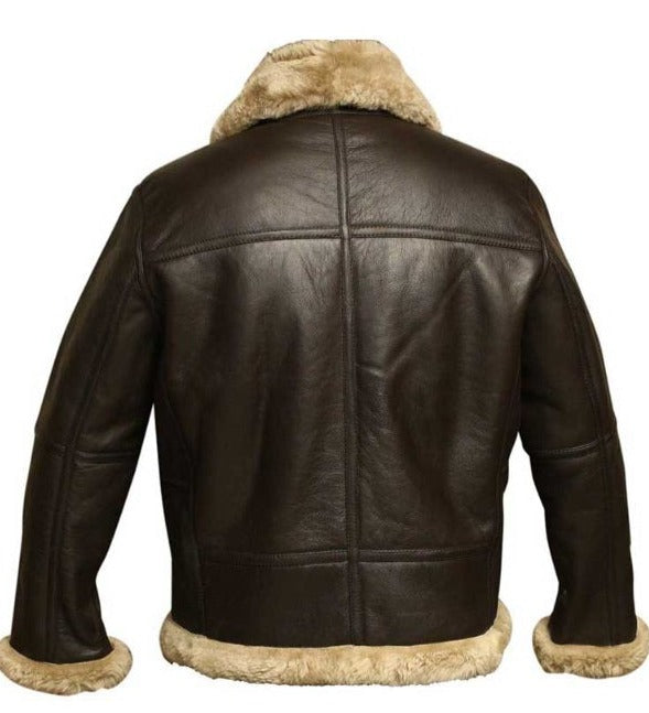 Brown B3 Raf Aviator Bomber Shearling Leather Jacket