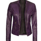 Carrie Women's Purple Slim Fit Leather Jacket
