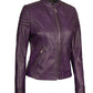Carrie Women's Purple Slim Fit Leather Jacket