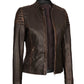 Carrie Rub Off Brown Women Leather Jacket