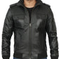 Kemble Black Vintage Leather Bomber Jacket for Men
