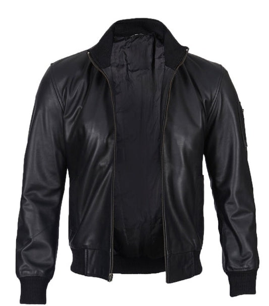 Men's Leather Bomber Jacket - Natural Jackets