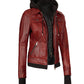 The Celeste Maroon Bomber Jacket With Removable Hood