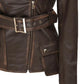 Womens Asymmetrical Distressed Brown Leather Biker Jacket