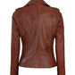 Women's Distressed Asymmetrical Cognac Moto Leather Jacket