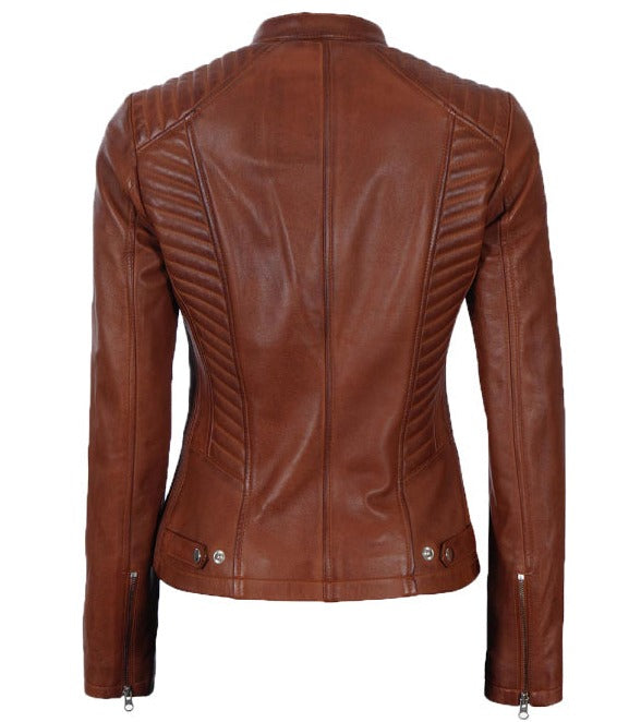 Rachel Women Cognac Tan Leather Jacket