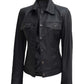 Fernando Women Black Leather Trucker Jacket for the Bold!