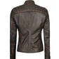 Women's Brown Rub Off Café Racer Leather Jacket