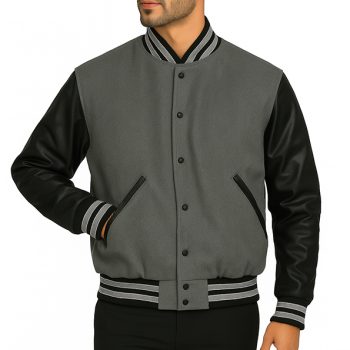 black and grey letterman jacket