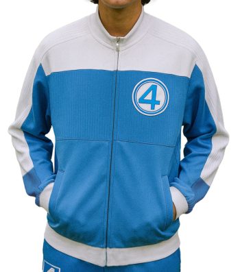 Blue and white Marvel Fantastic Four logo uniform jacket