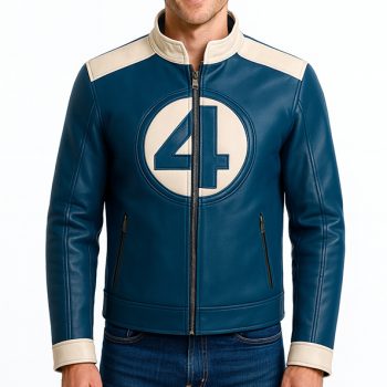 Mr Fantastic 4 Blue Leather Jacket