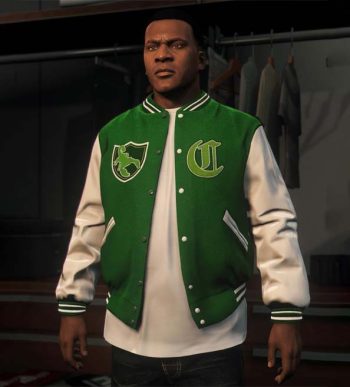 Franklin GTA 5 Green and White Varsity Jacket
